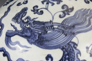 Estate Chinese Blue And White Dragon Large Porcelain Vase