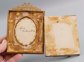 19thC Antique Grand Tour Miniature Portrait Painting Mademoiselle,  Gilt Frame 9