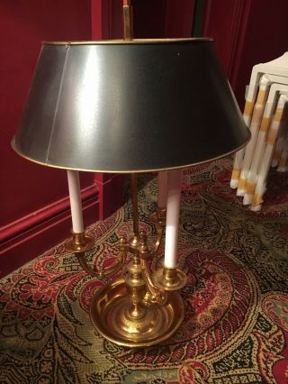 French Style Solid Brass Bouillotte Lamp Black Metal Shade