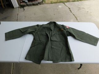 Vtg Us Army Utility Od Green Sateen Shirt Og 107 Early 1st Pattern 47 5
