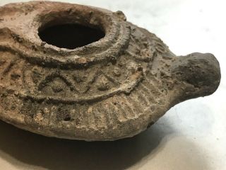 Ancient holy land terra - cotta out well lamp from hundred AD with great design 3