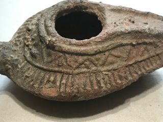 Ancient holy land terra - cotta out well lamp from hundred AD with great design 5