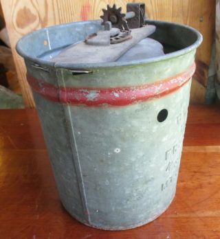 Antique RARE REGAL Galvanized Tin Ice Cream Maker MT JOY PA Red Trim Hand CranK 4