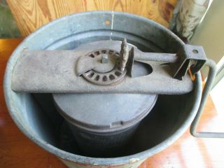 Antique RARE REGAL Galvanized Tin Ice Cream Maker MT JOY PA Red Trim Hand CranK 7