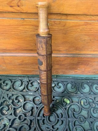 Antique Folk Art Primitive Pastry Rolling Pin With Many Great Designs