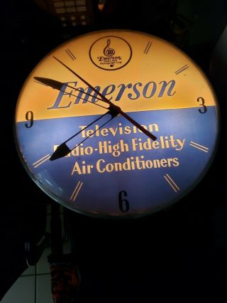Vintage Emerson Advertising Clock Television Radio Lights And Union Made 6
