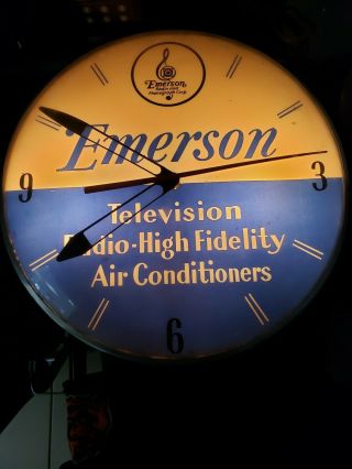 Vintage Emerson Advertising Clock Television Radio Lights And Union Made 7