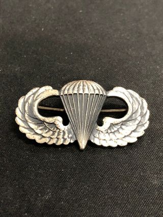 Vintage Usmc Marine Corps Sterling Silver Jump Wings Uniform Pin