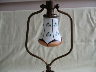 Rare Art - Deco Brass Bryant Table Lamp w/Hand Painted Shade - 5