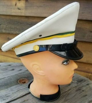 Vintage Us Army Officer Military Police Hat White Uniform Service Cap Visor