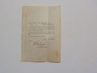 Civil War Document 1865 General Butler Relieved Of Command Grant No.  1 Vtg Nr