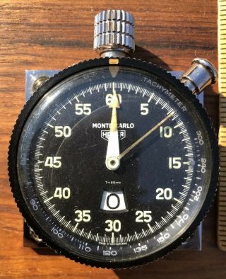 Vintage Heuer Monte Carlo Mountable Dash Timer Gauge Stopwatch Clock Swiss 3