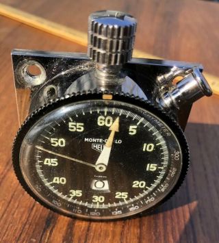 Vintage Heuer Monte Carlo Mountable Dash Timer Gauge Stopwatch Clock Swiss 9