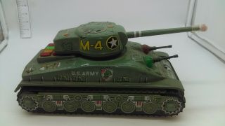 Vintage 1960 ' s Taiyo Japan Battery Operated M - 4 Tin Army Tank GREAT 3