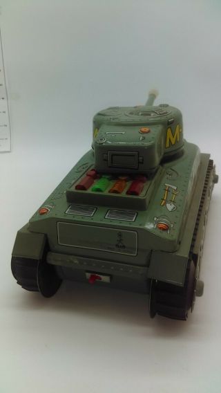 Vintage 1960 ' s Taiyo Japan Battery Operated M - 4 Tin Army Tank GREAT 5