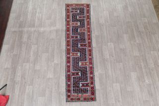 Yalameh Persian 2 x 9 Wool Handmade Nomad Geometric All - Over Oriental Runner Rug 2