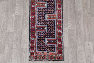 Yalameh Persian 2 x 9 Wool Handmade Nomad Geometric All - Over Oriental Runner Rug 5
