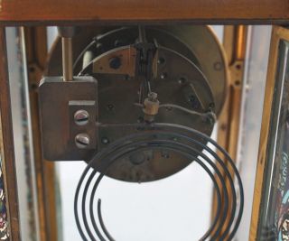 Antique Ovington Bro.  French Champleve Ename & Bronze Crystal Regulator Clock NR 10