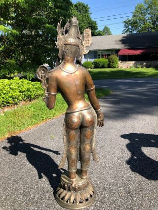 Chinese Large Silver - inlaid Bronze Figure of Standing Tara 8