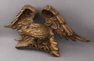 Circa - 1820s Antique Federal Period,  23in Folk Art Carved Wood American Eagle NR 10