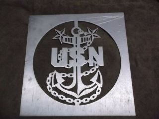 Uss Usn Us Navy Fouled Anchor & Stars Artisan Silhouette Aluminum 12 " Plaque