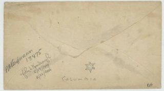 Mr Fancy Cancel CSA 12 COVER TIED BLUE COLUMBIA SC CDS DOCKETED 1864 EX - KAUFMANN 3