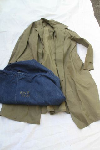 Ww2 Us Army Issue Rain Coat And Denium Laundry Bag