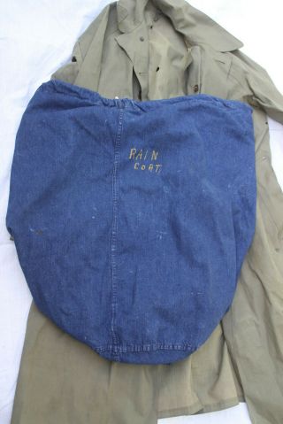 WW2 US Army issue Rain coat and denium laundry bag 2
