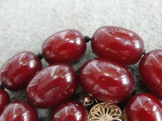 Antique Chinese Cherry Red Amber Beads Necklace 57.  1g,  25 beads 4