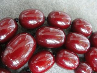 Antique Chinese Cherry Red Amber Beads Necklace 57.  1g,  25 beads 6