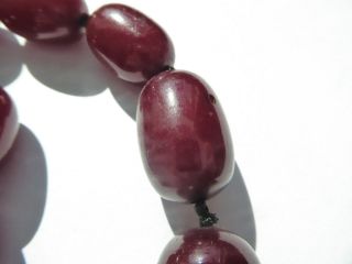 Antique Chinese Cherry Red Amber Beads Necklace 57.  1g,  25 beads 8