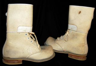 VTG Orig US Military Winter Arctic White Felt Two - Buckle Ski Boots Small 8