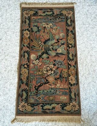 Old Deco Whittall Anglo Persian Wilton Rug " Birds Of Paradise " 54 " X 27 " 1 Of 4