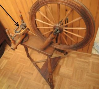 Antique Part of Wooden Primitive Spinning Wheel 7