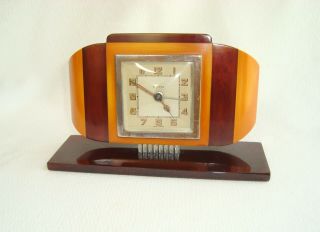 Art Deco French 2 Color Yellow Amber Bakelite Bayard Alarm Clock
