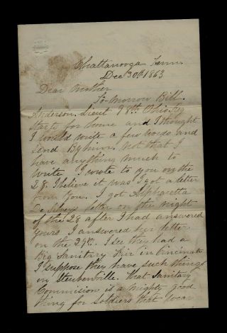 2nd Ohio Infantry (ovi) Civil War Letter From Chattanooga,  Tennessee - Content