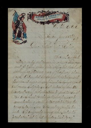 1862 Civil War Letter Written From Historic Military College In Fulton,  Illinois