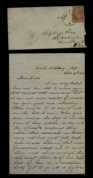 39th Ohio Infantry Civil War Letter - Battle Of Iuka,  Mississippi Great Letter