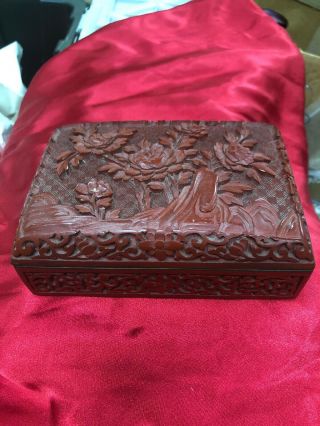 Well Carved Antique 19th Century Chinese Cinnabar Box