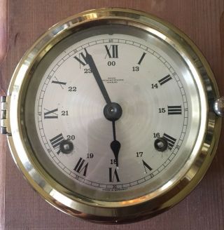 Vintage German Wempe Chronometerwere Hamburg Brass Ships Clock