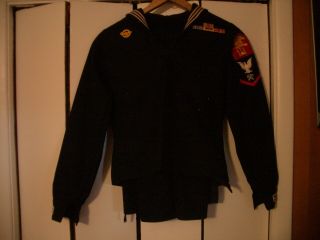 Ww2 Vintage Usn Us Navy Sailor Service Blue Wool Crackjack Jumper Pant Uniform