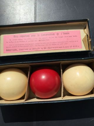 Antique French Ivory? Billiard Balls Pre 1947 3