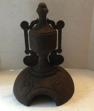 Antique Round Oak Finial Cast Iron Wood Stove Parlor Top Pot Belly Ro 20 Oxt