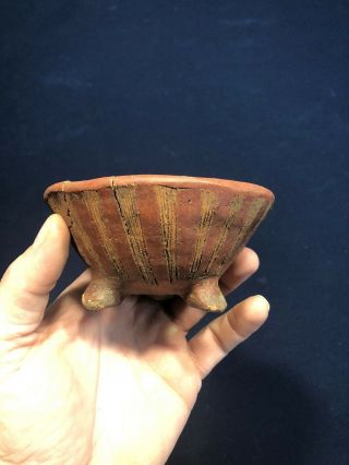Mlc S2237 Old Tri Pod Pre Columbian Pot Pottery Red Paint
