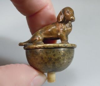 Antique Bronze Dachshund Dog Figural Servant Butler Call Bell 54409