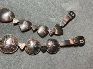 Vintage (2) WWII Australian Trench Art Sterling Silver Coin Bracelets 30.  21g 4