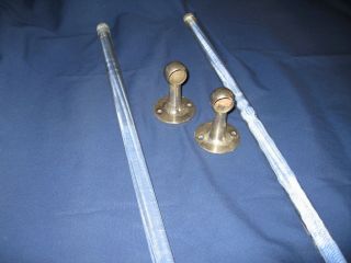 Vintage Brass And Glass Towel Bar