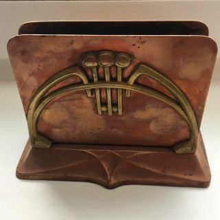 Antique Art Nouveau Arts & Crafts Wmf Copper & Brass Letterholder