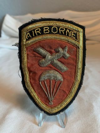 Us Army Wwii Airborne Command Gold And Silver Bullion Thread Military Patch