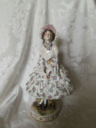 Early Large German Porcelain Lady Figurine 12 "